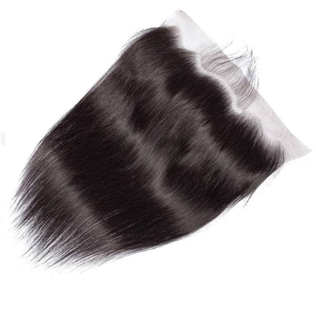 Raw silky straight 13x6 HD lace frontal with natural virgin hair, ideal for wig construction and versatile styling in lengths 14”-20”.