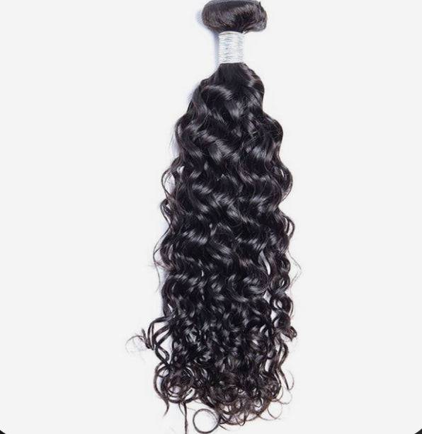 Virgin water wave human hair extensions/bundles black
