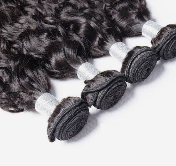Virgin water wave human hair extensions/ bundles black
