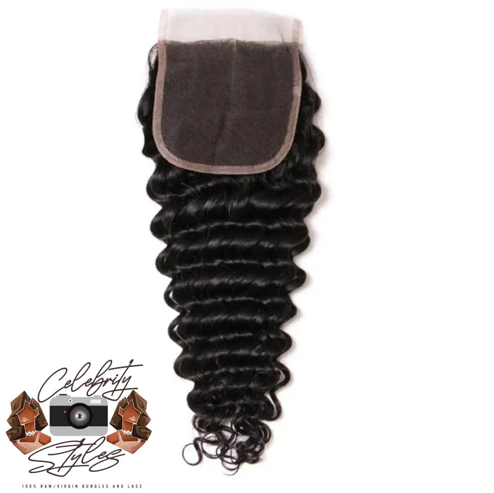 Celebrity Styles Raw Deep Wave 4X4 Hd Lace Closures 14